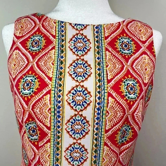 R&K Sleeveless Colorful Pattern Panel Dress - Pink, Blue, Yellow, White - 4 - Picture 6 of 14